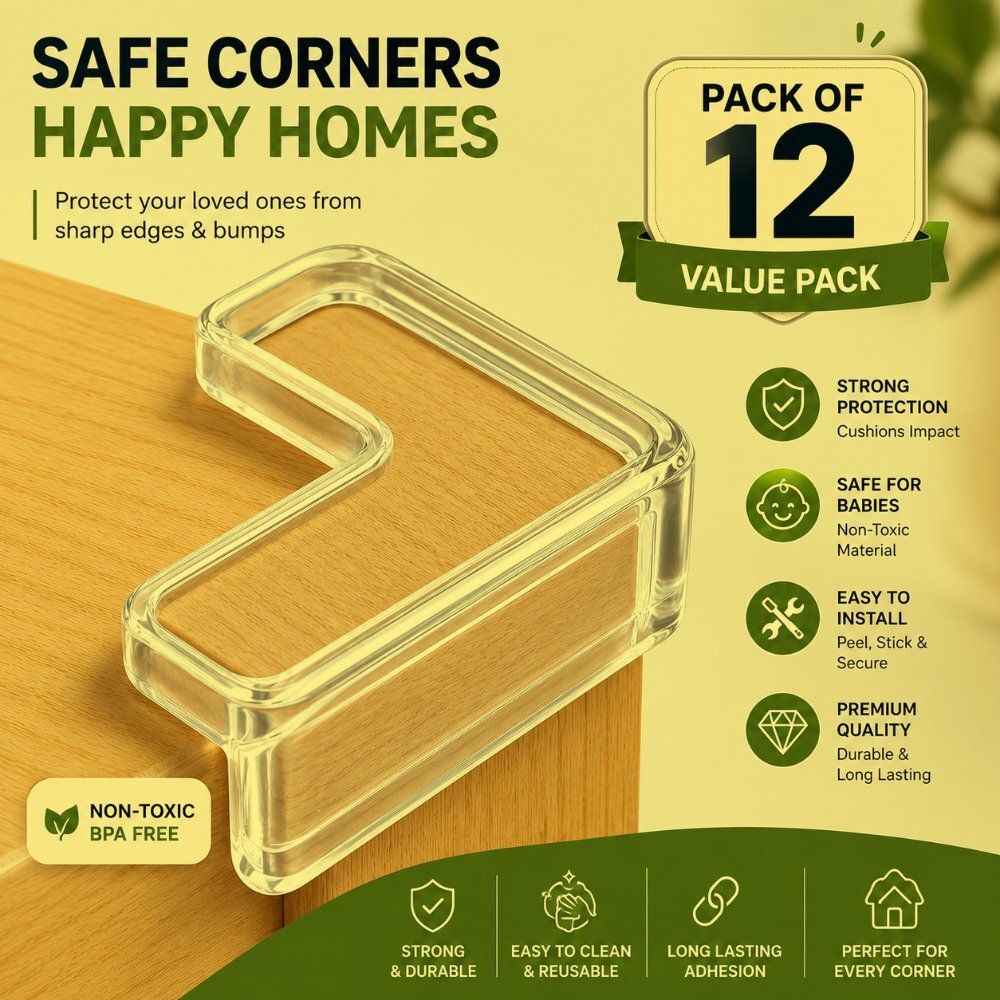 12 PCS Clear Silicone Corner Protectors for Kids Safety Desk-image-33