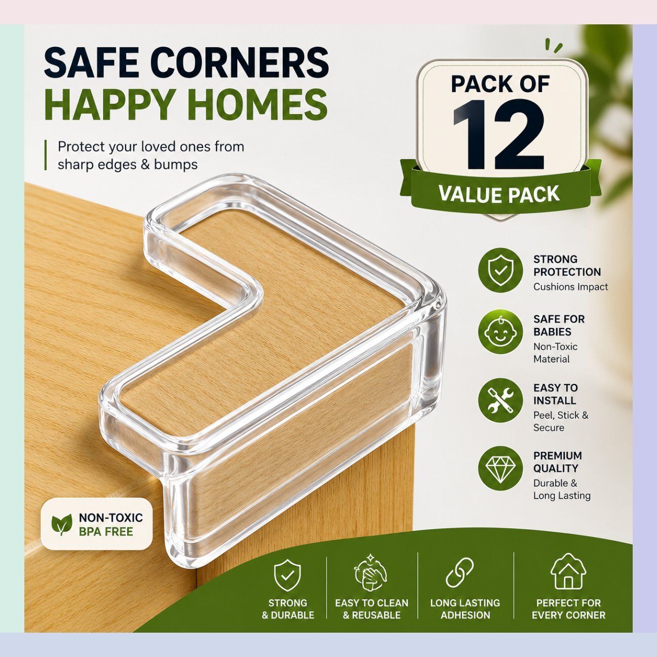 12 PCS Strong Silicone Corner Protectors for Child Safety Marble Shock Absorbing-image-22