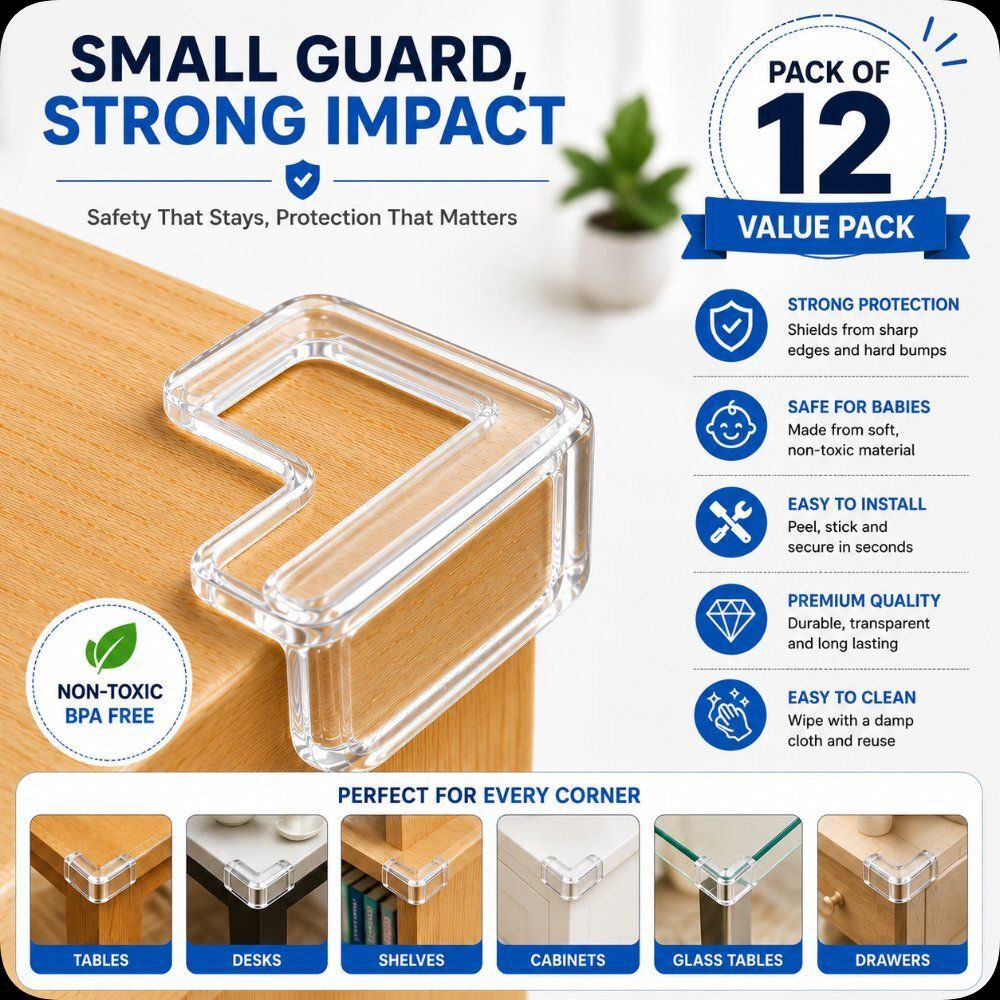 12 PCS Flexible Silicone Corner Protectors for Child Safety Marble Easy Install-image-5