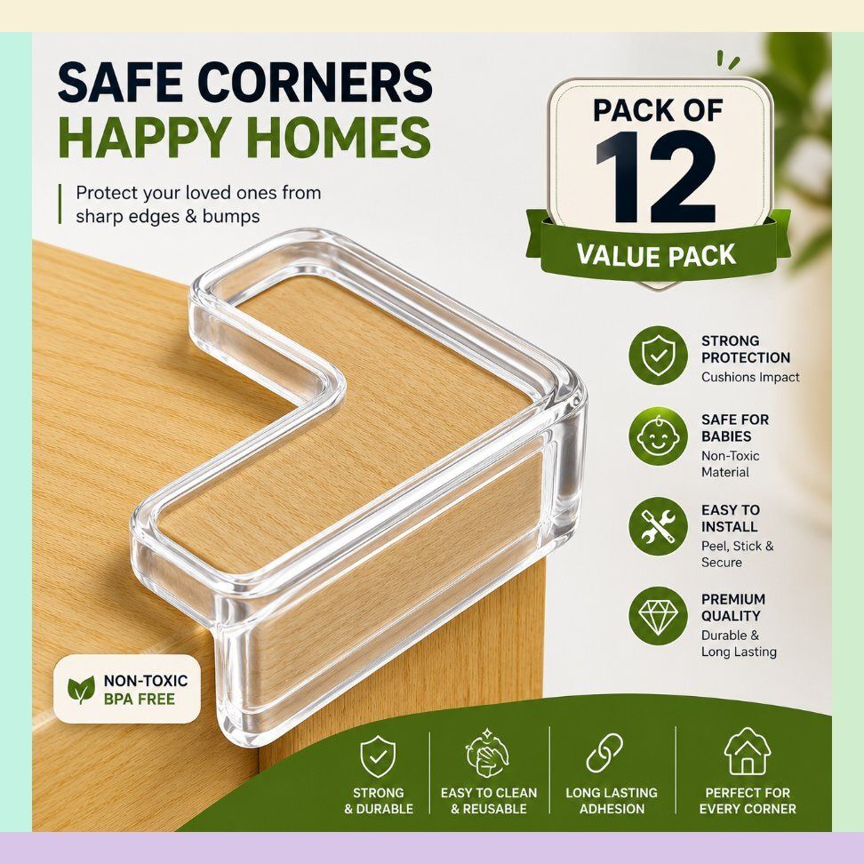 awero 12 PCS Transparent Silicone Corner Protectors for Home Safety Marble-picture-41
