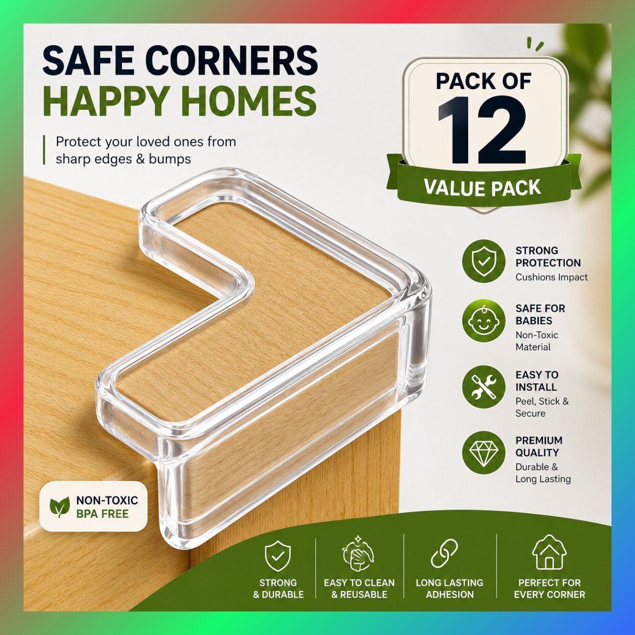 awero 12 PCS Clear Silicone Corner Protectors for Edge Protection Desk Easy Install-picture-31