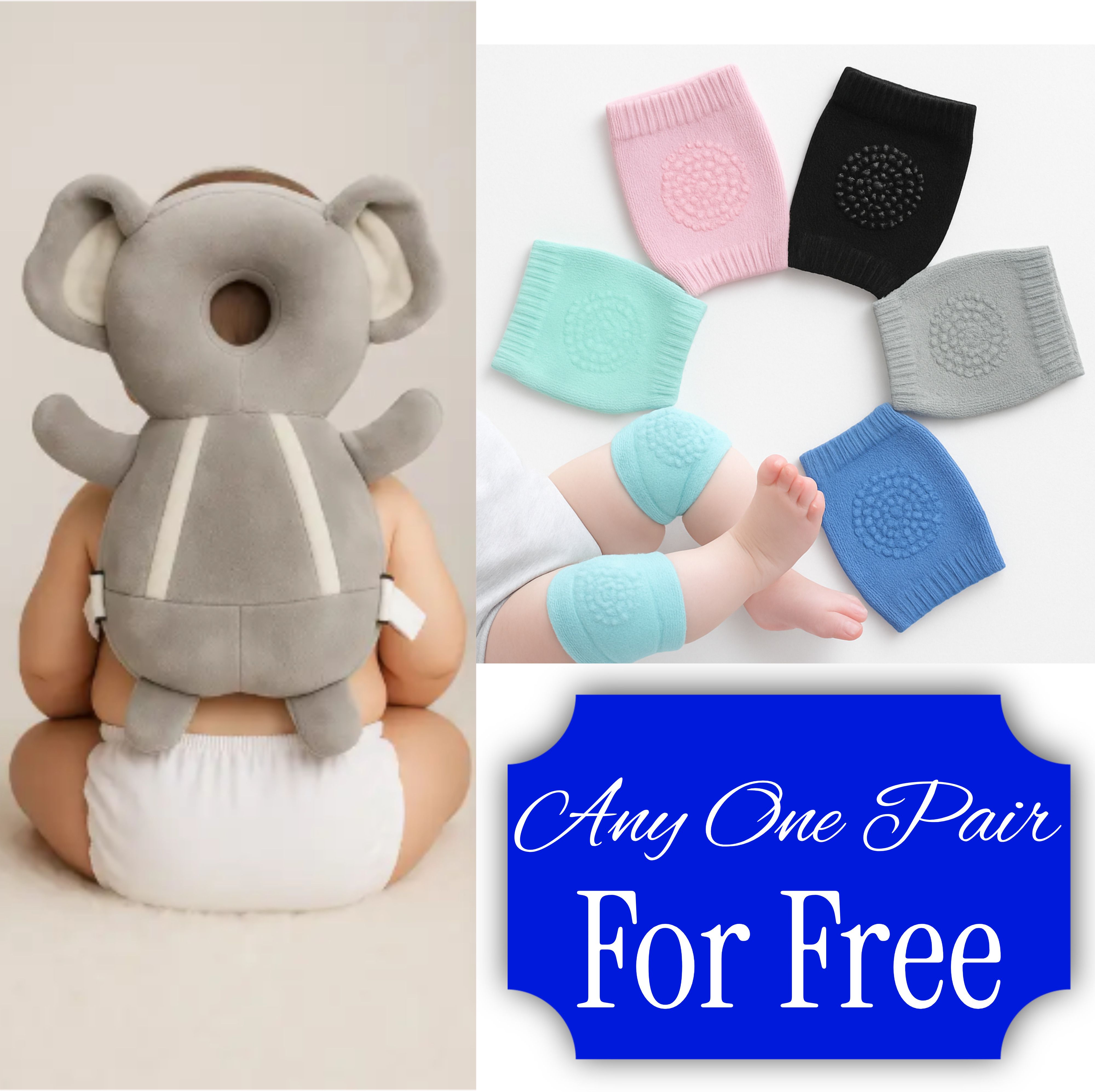Baby Head Protector with Free Anti-Slip Knee Pads – Safety & Comfort Set-image-0