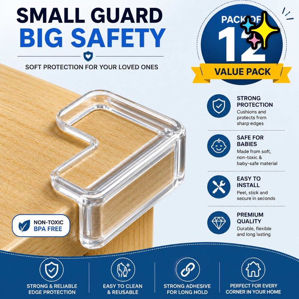 12 PCS Strong Silicone Corner Protectors for Home Safety Glass Shock Absorbing-image-18