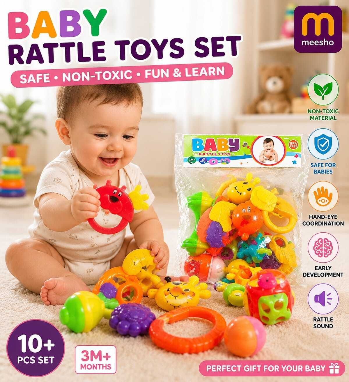 sita Premium Infant Rattle Set | Soft Grip Baby Learning Toys Rattle-picture-9