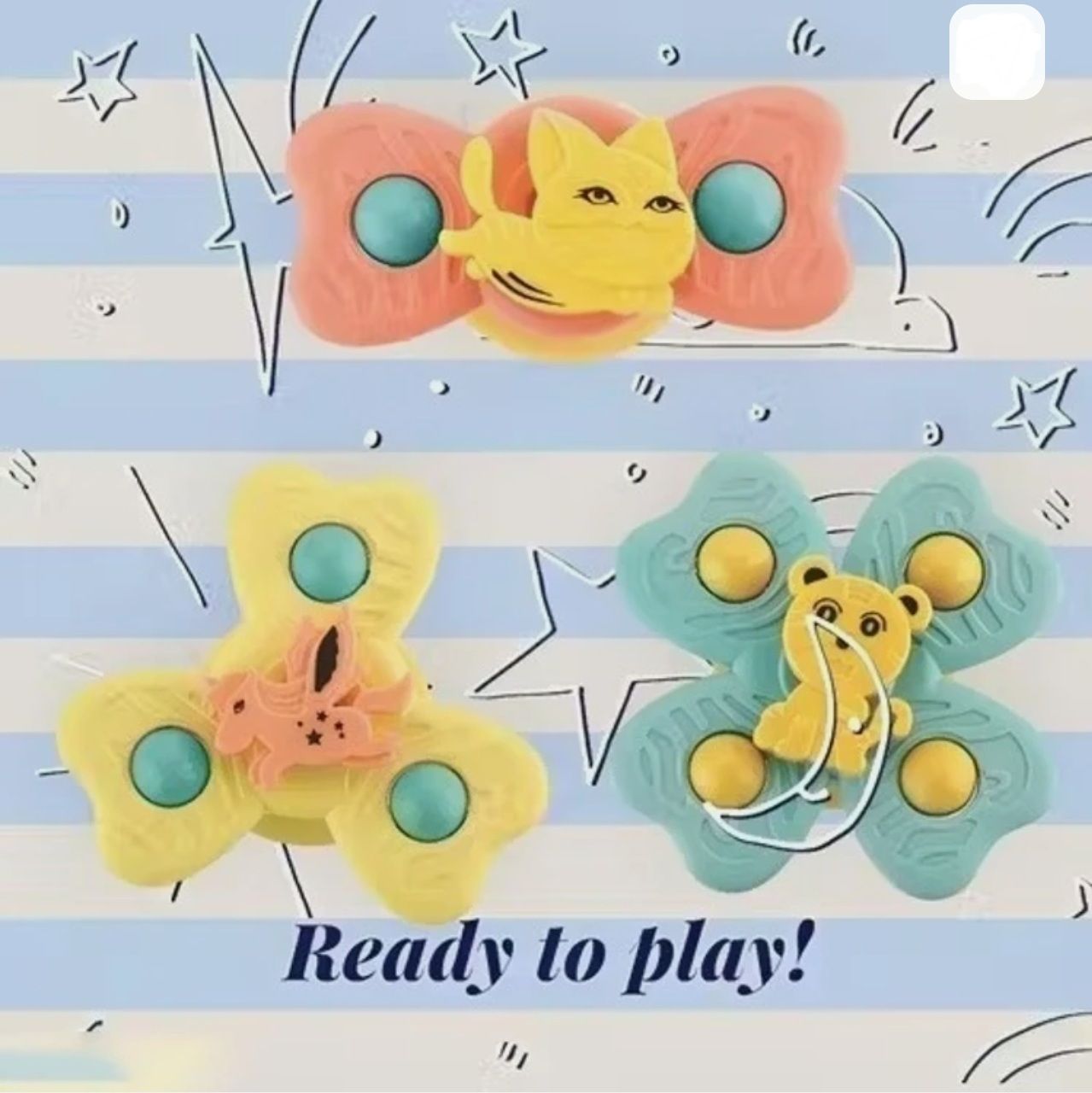aquatide Kids Bath Spinner Toy Set of 3 Easy Stick to Wall Suction Cup Toys Rattle-picture-15