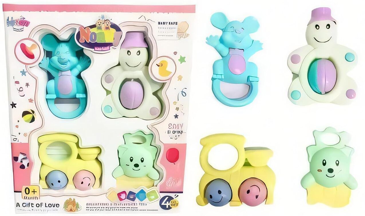 Gift Set 4 Pcs Baby Rattle Toys for 0+ Months Educational Toy Set Rattle-image-45