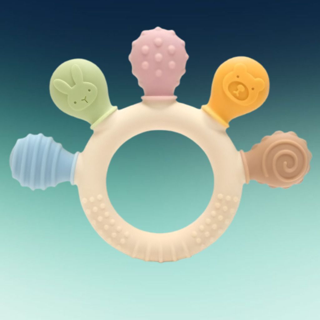 Advanced Silicone Baby Teether Ring for Gentle Gum Massage Rattle-image-6