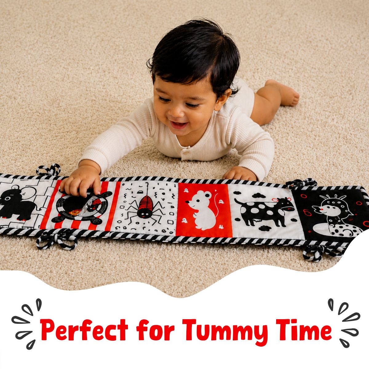 Little Minds High Contrast Cloth Book for Babies Rattle-image-20