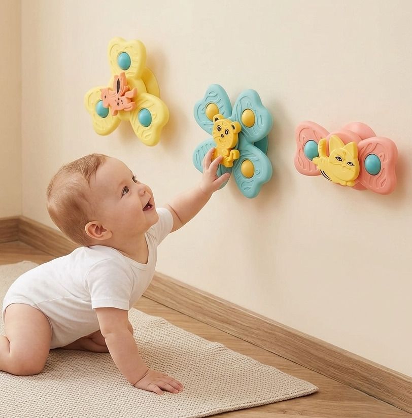 3PC Baby Spinner Rattle Suction Cup Toy Early Learning Activity Toy Rattle-image-46