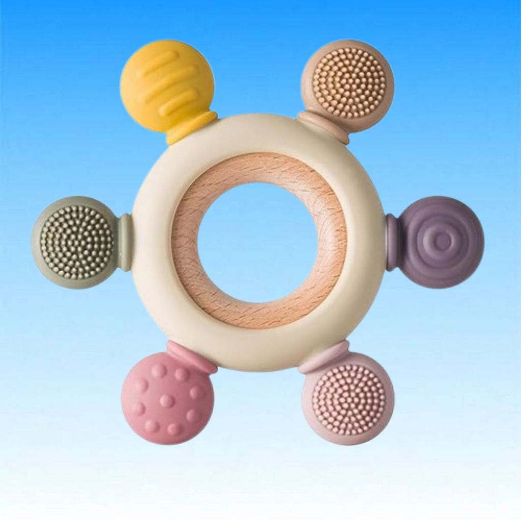 shlegab Soft Silicone Baby Chew Ring with Textured Massage Surfaces Rattle-picture-41