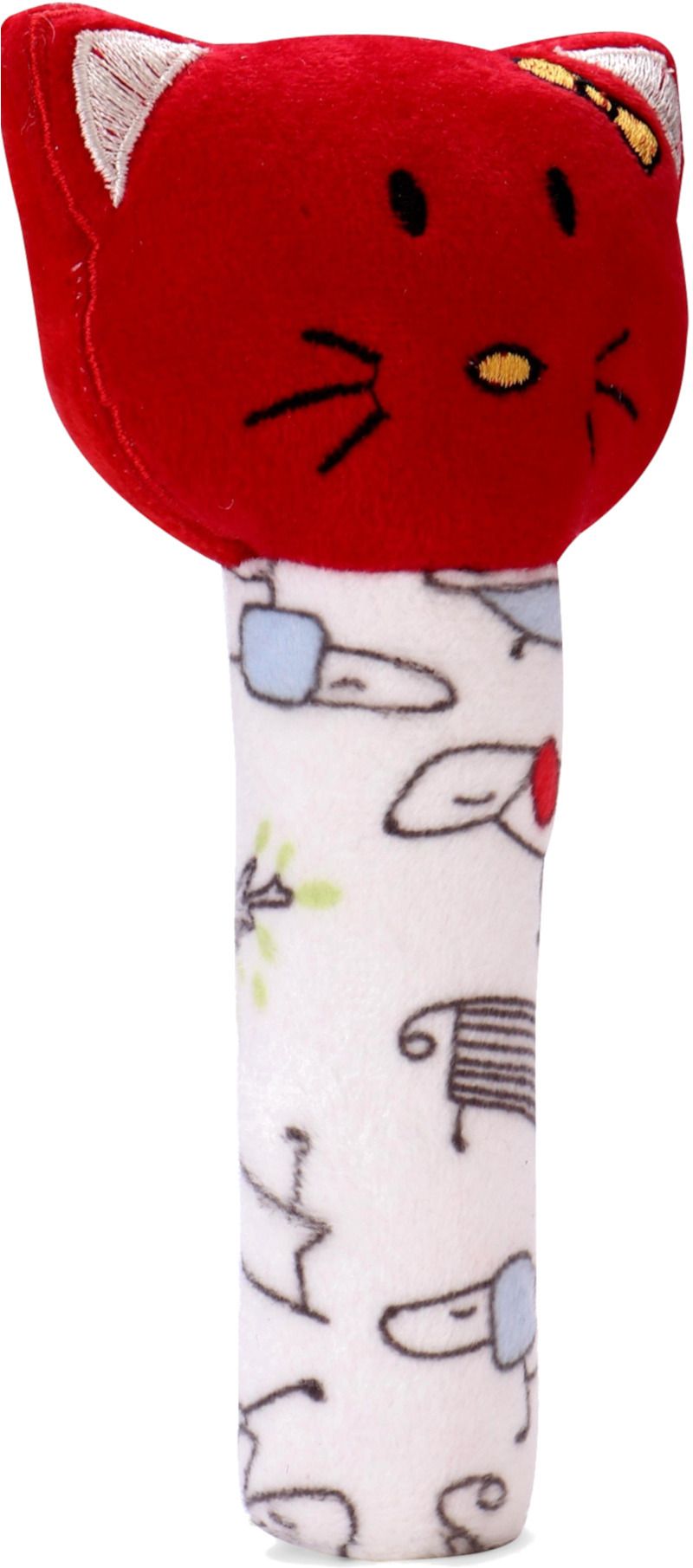 Kitty Rattle Soft Toy for Babies with Squeeze Handle for Squeaky Sound Rattle