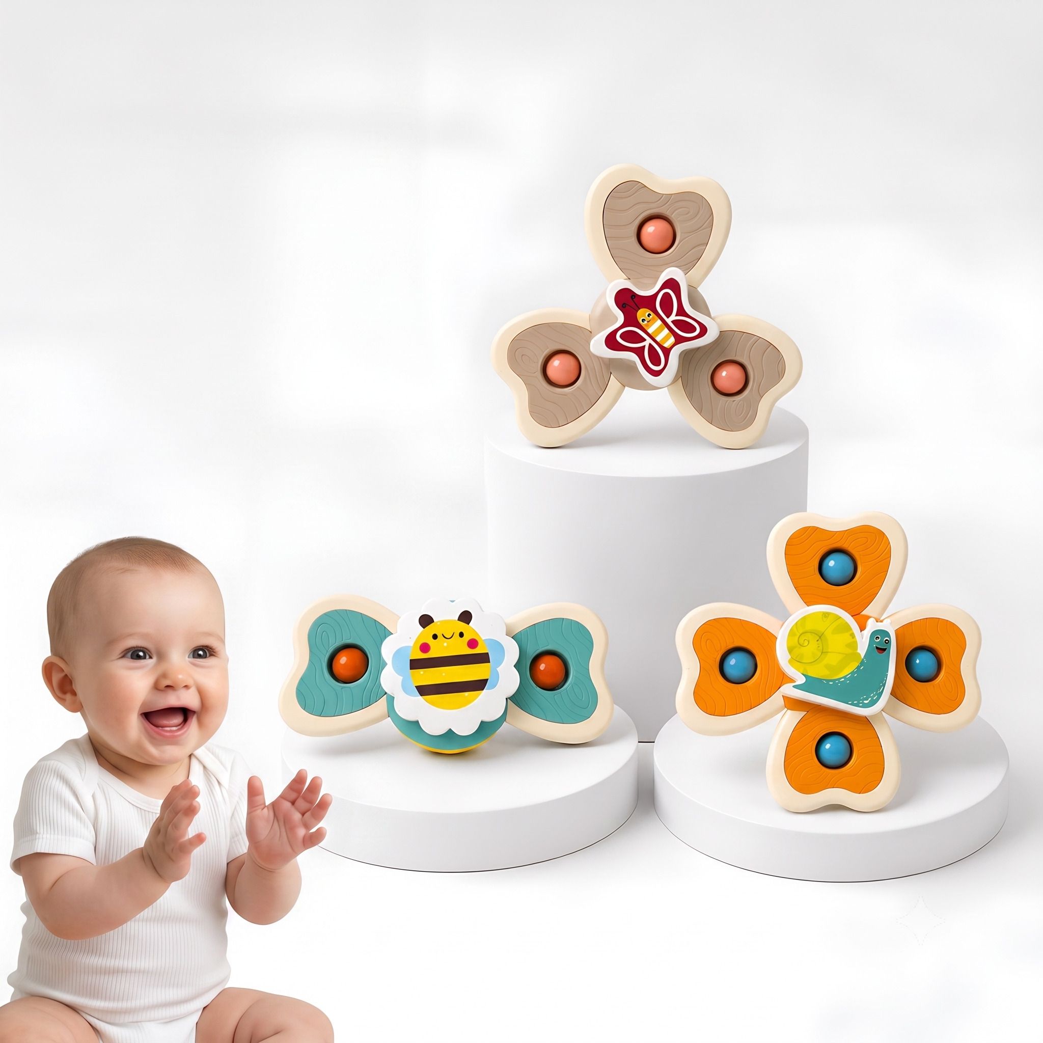 Baby Suction Cup Spinner Toys 3 PCS Rotating Sensory Toys for Babies Rattle-image-36