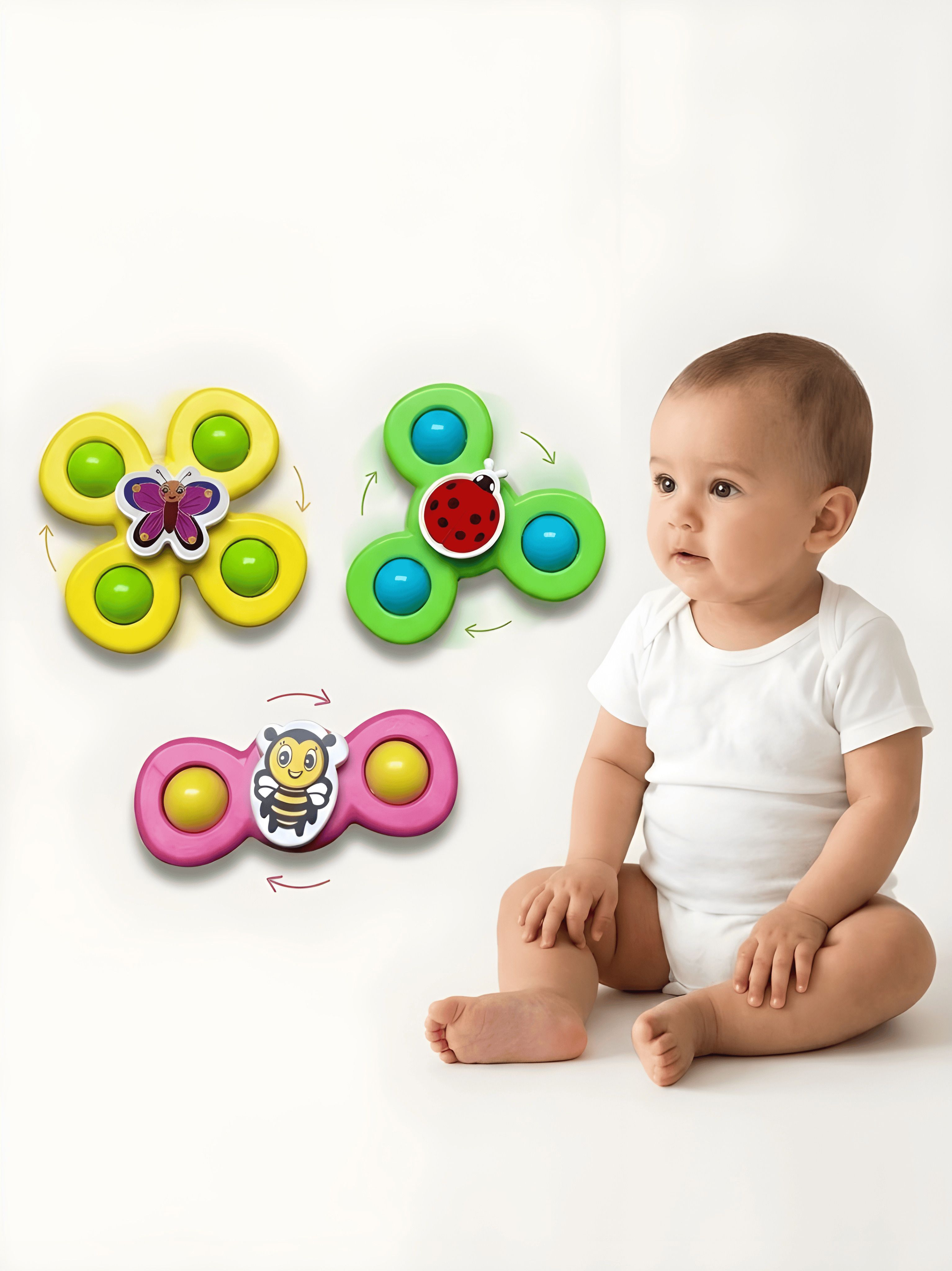 sthofy Multicolor Baby Bath Suction Spinner Toy Set of 3 Sensory Fidget Toys Rattle-picture-17