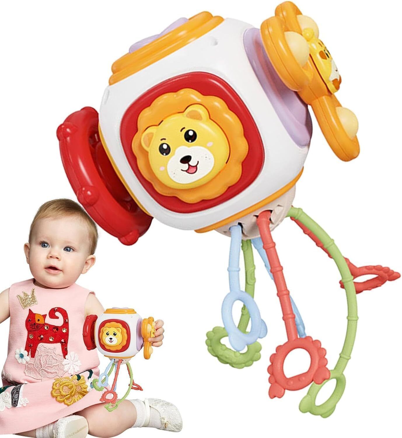 Lion Pull String Activity Toy for Babies Sensory Montessori Toys for 6+Months Rattle-image-7