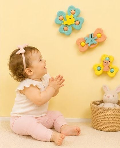 qunexplast 3 PCS Rotating Baby Spinner Toy for Multisurface Wall Mirror High Chair Rattle-picture-41