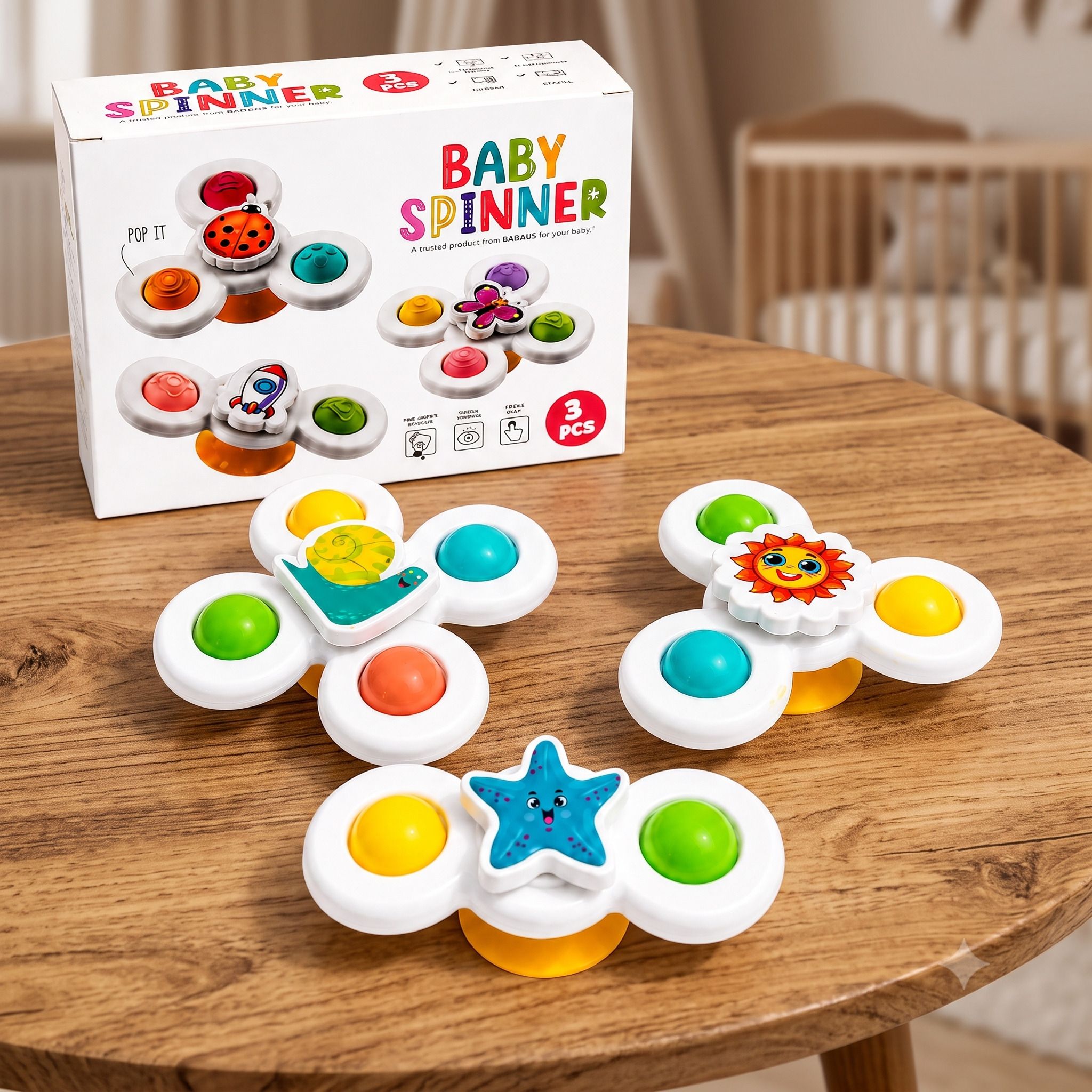 Kids Fidget Spinner Toys with Suction Base Rattle-image-34