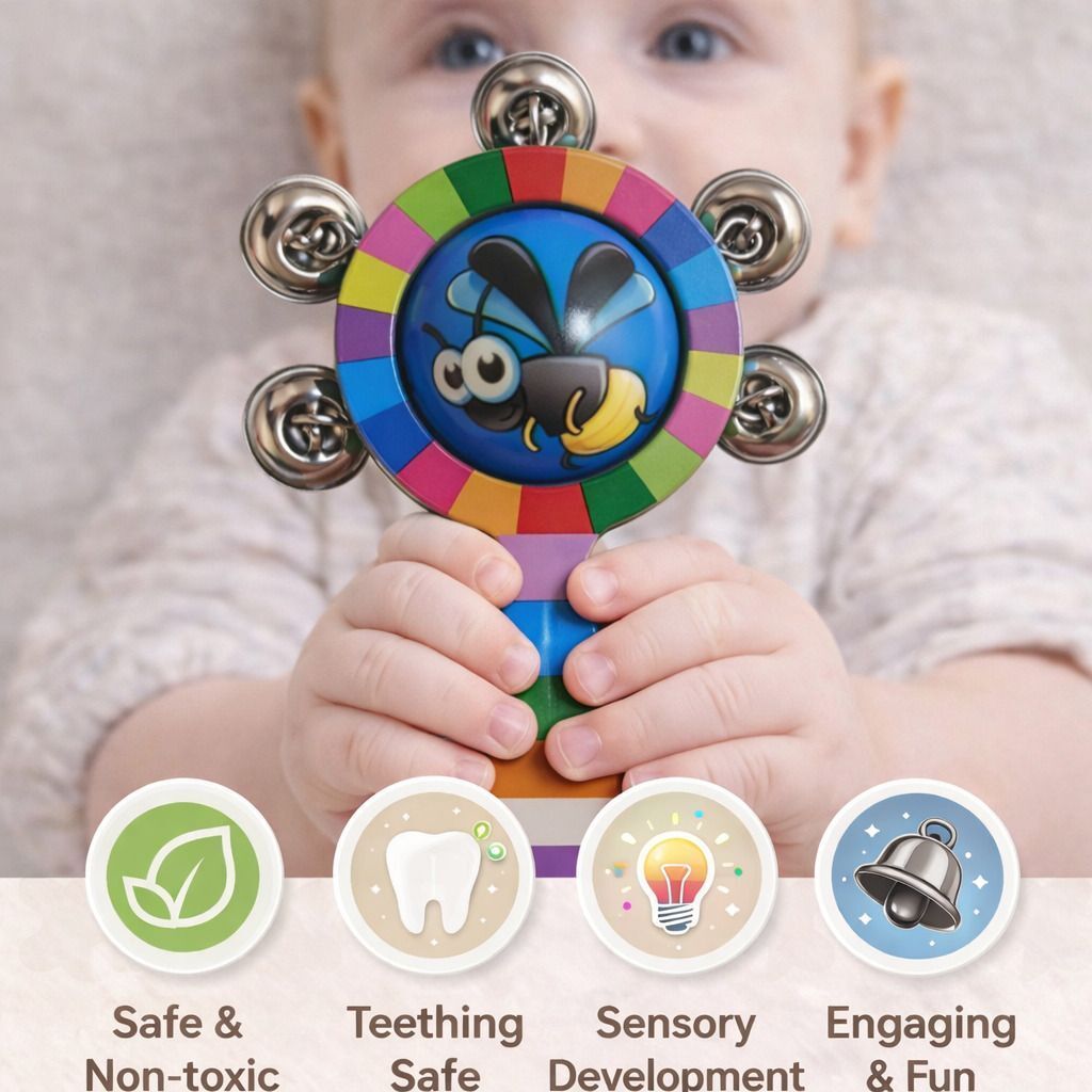 pankhudi craft Musical Hand Rattle Toy - Safe Natural Wooden Baby Toy for Sensory Development Rattle-picture-26