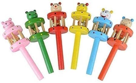 Wooden baby Handle Cage Rattles| Musical Toys - Toy For Kids pack of 6 Rattle-image-1