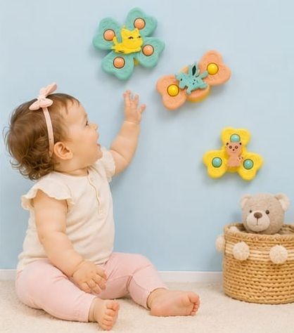 Baby Spinner Toy Set of 3 Suction Cup Sensory Fidget Toy for Boys Girls Rattle-image-37