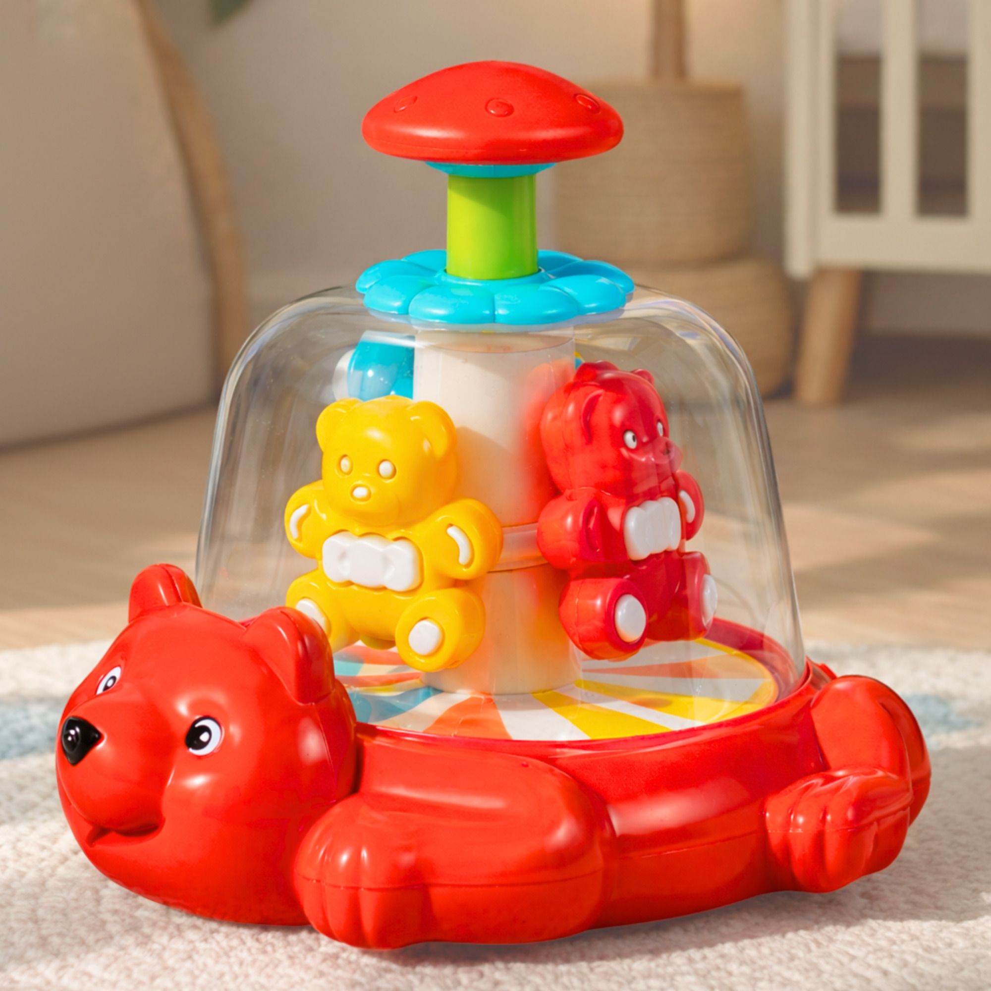 Push N Spin Bear Toy | Multicolor | Spinning Beads Sound | 6 to 24 Months Baby Rattle-image-17