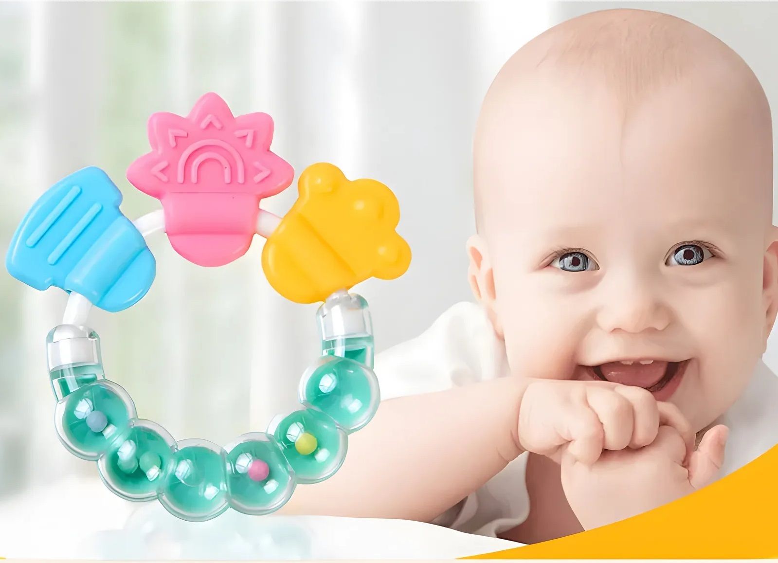 wanqlyn Rattle Teether | BPA-Free Silicone Baby Rattle & Teething Toy Rattle-picture-5