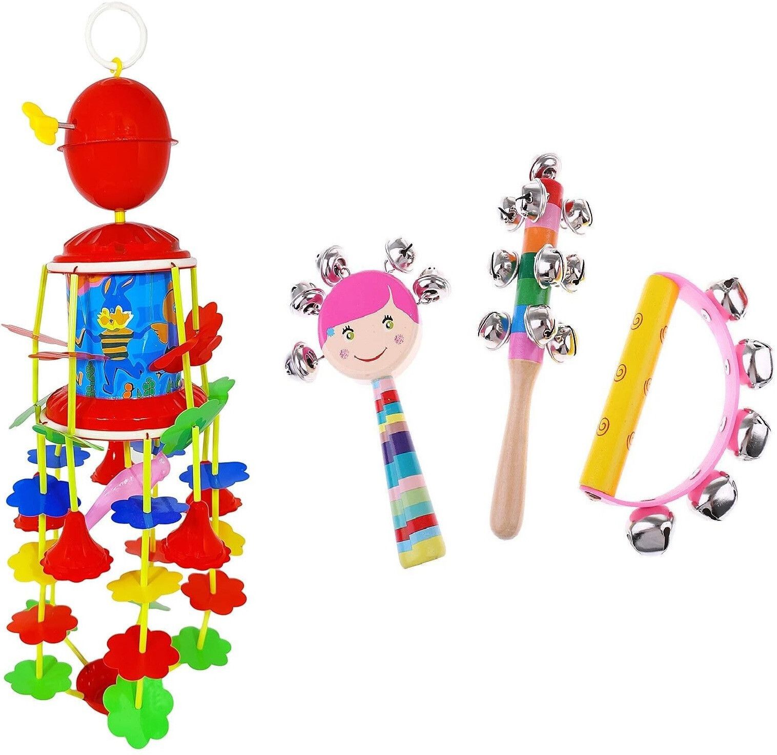 rainbowstore Wooden Rattles COmbo Pack With Hanging Toy Jhoomer (Pack of 4) Rattle-picture-25