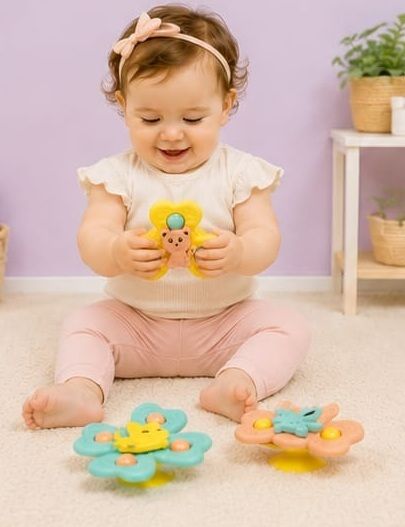3PCS Baby Spinner Toy Suction Cup Sensory Toys for Infants Toddlers Kids Rattle-image-6