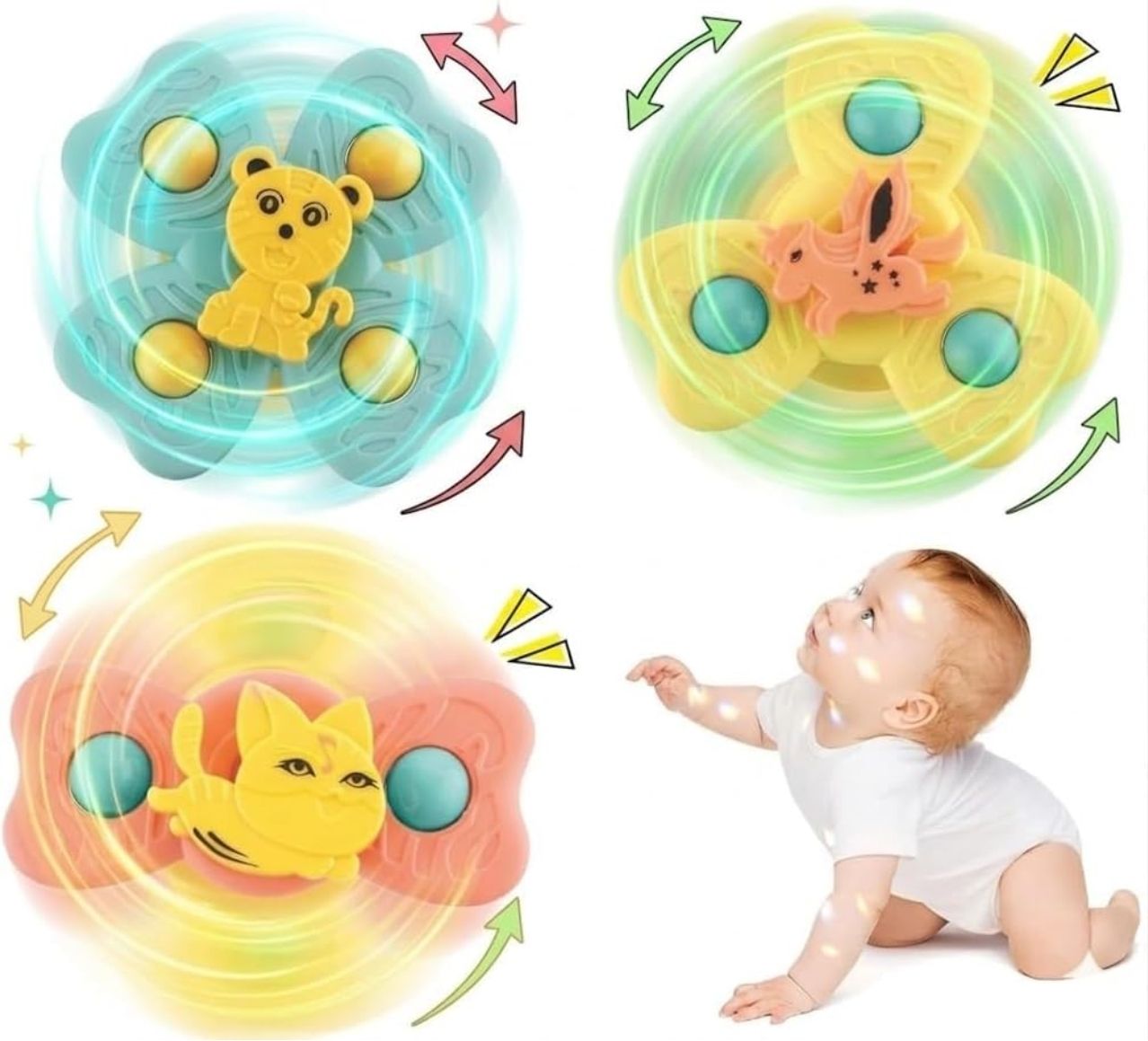 qunexplast 3 Piece Baby Suction Cup Spinner Rattle Toy Rattle-picture-47