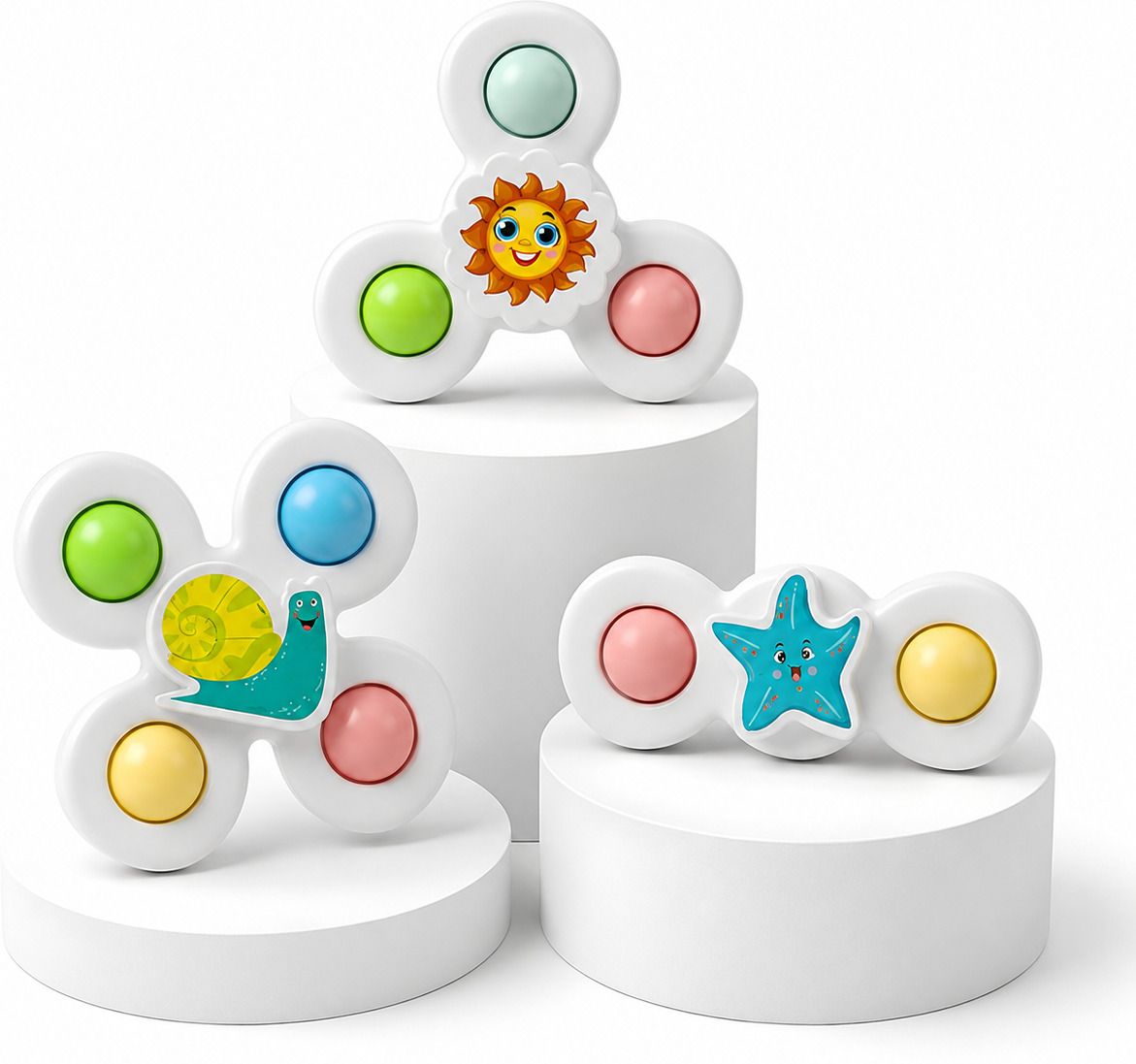 sthofy 3 Pcs Baby Spinner Toys | Suction Cup Bath Toy Set Rattle-picture-4