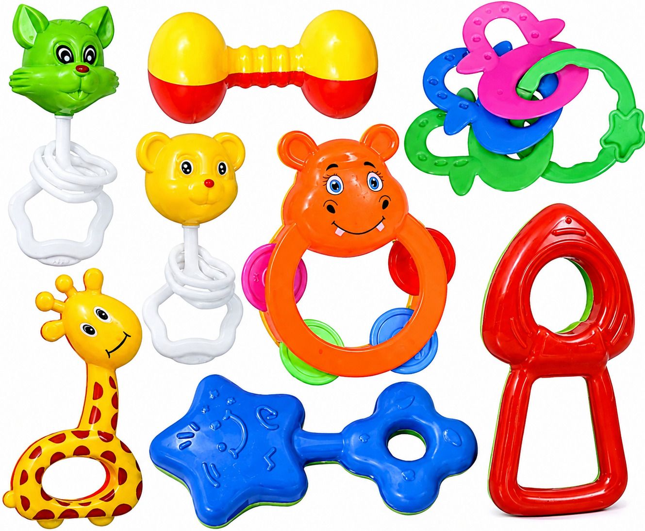 nivzo 8 Pcs Baby Rattle & Teether Toy Set for Newborn Babies | BPA Free & Non-Toxic Rattle-picture-4