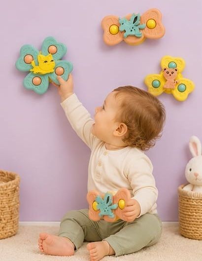 Baby Spinner Toy Set of 3 Suction Cup Sensory Fidget Toy for Boys Girls Rattle-image-38