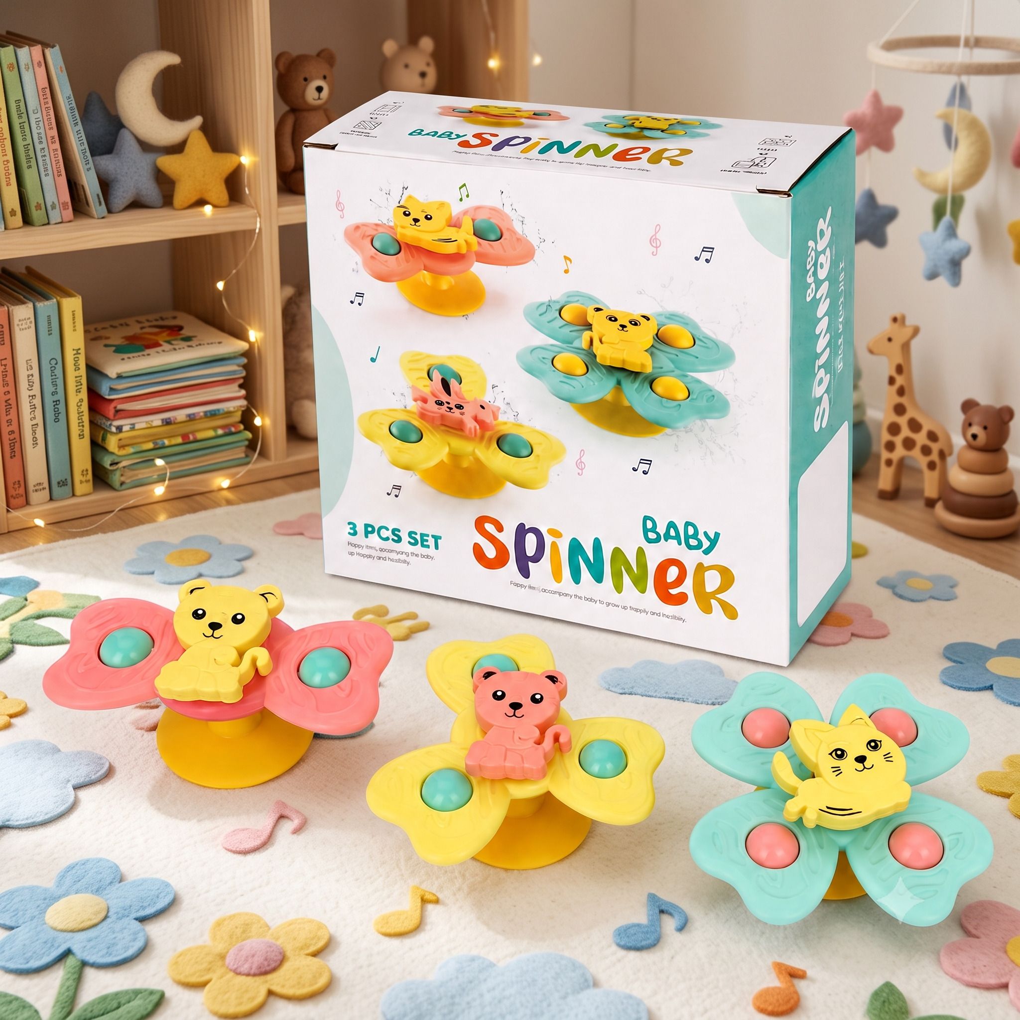 Bathroom Wall Suction Spinner Toys for Kids | Fun Bath Time Set Rattle-image-6