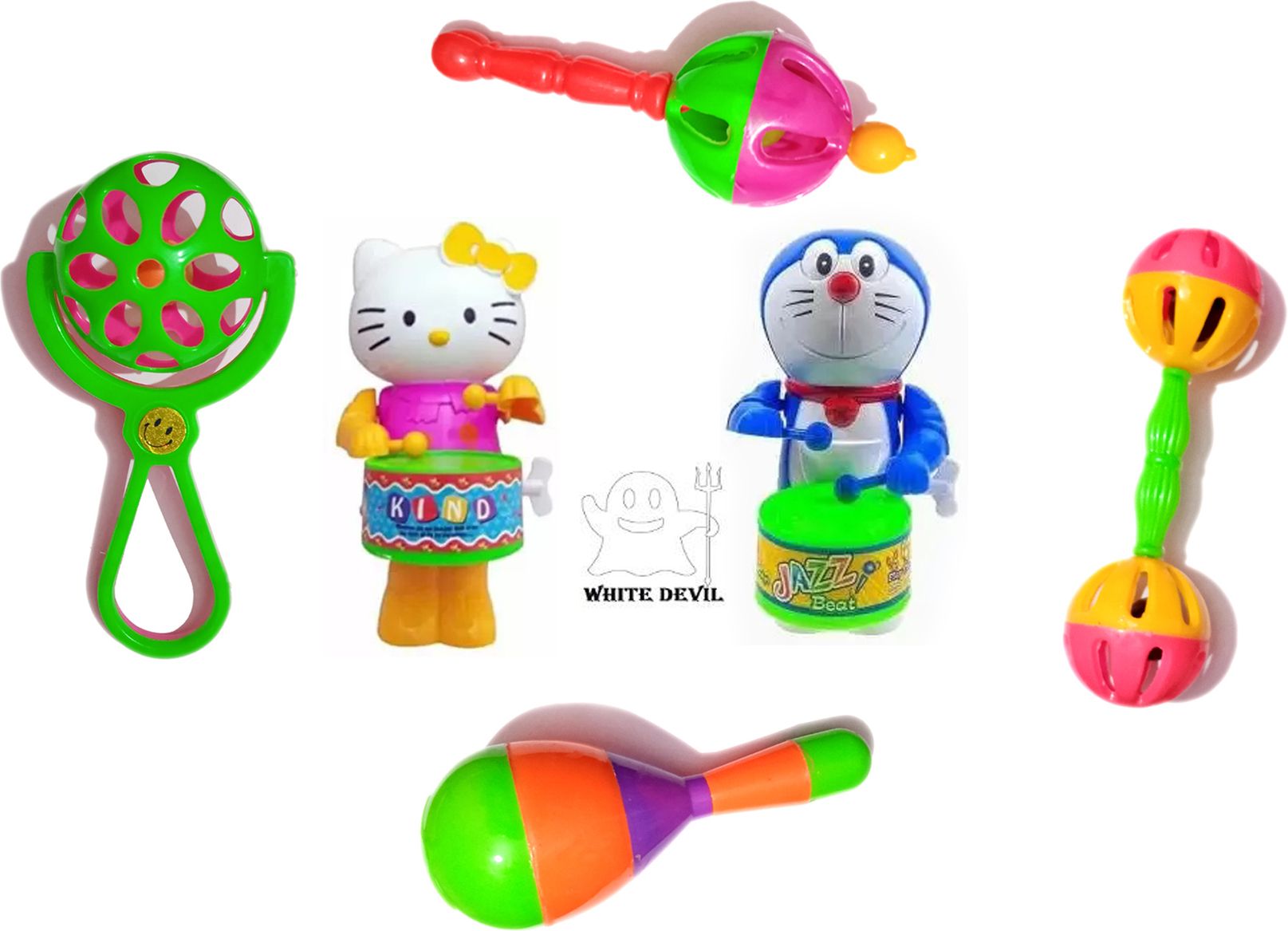 Newborn baby toys Rattles Set doremon & kitty with 4 rattles for kids Rattle-image-11