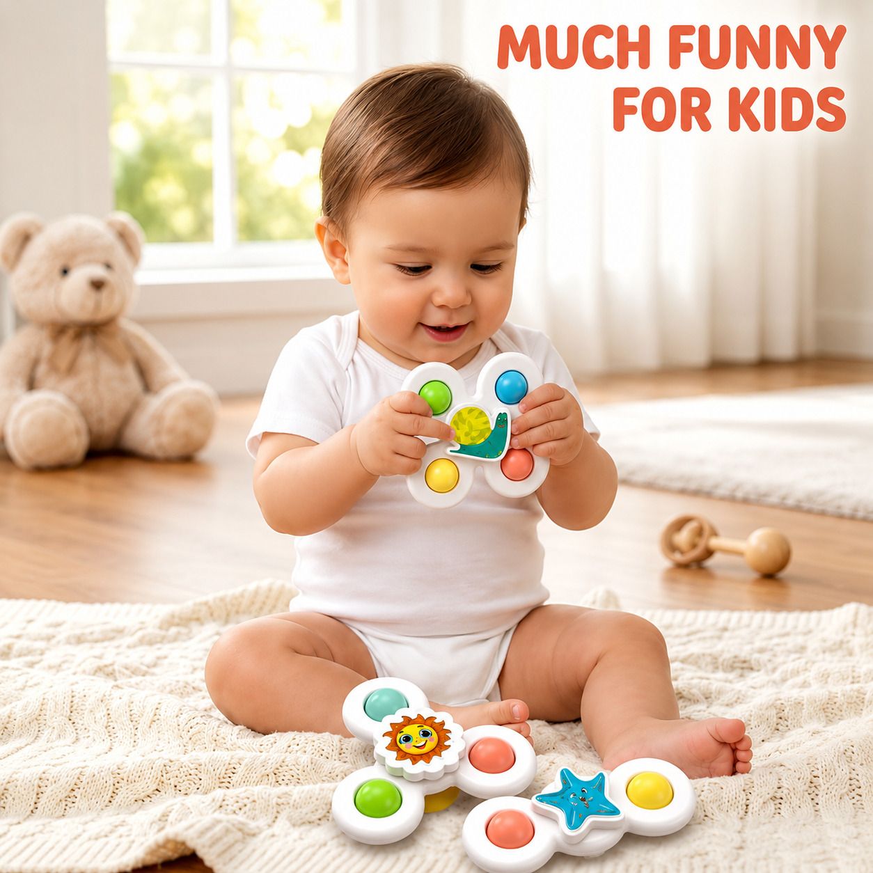 sthofy 3 PCS Suction Cup Spinner Toy Set | Smooth Rotating Sensory Spinner Rattle-picture-8