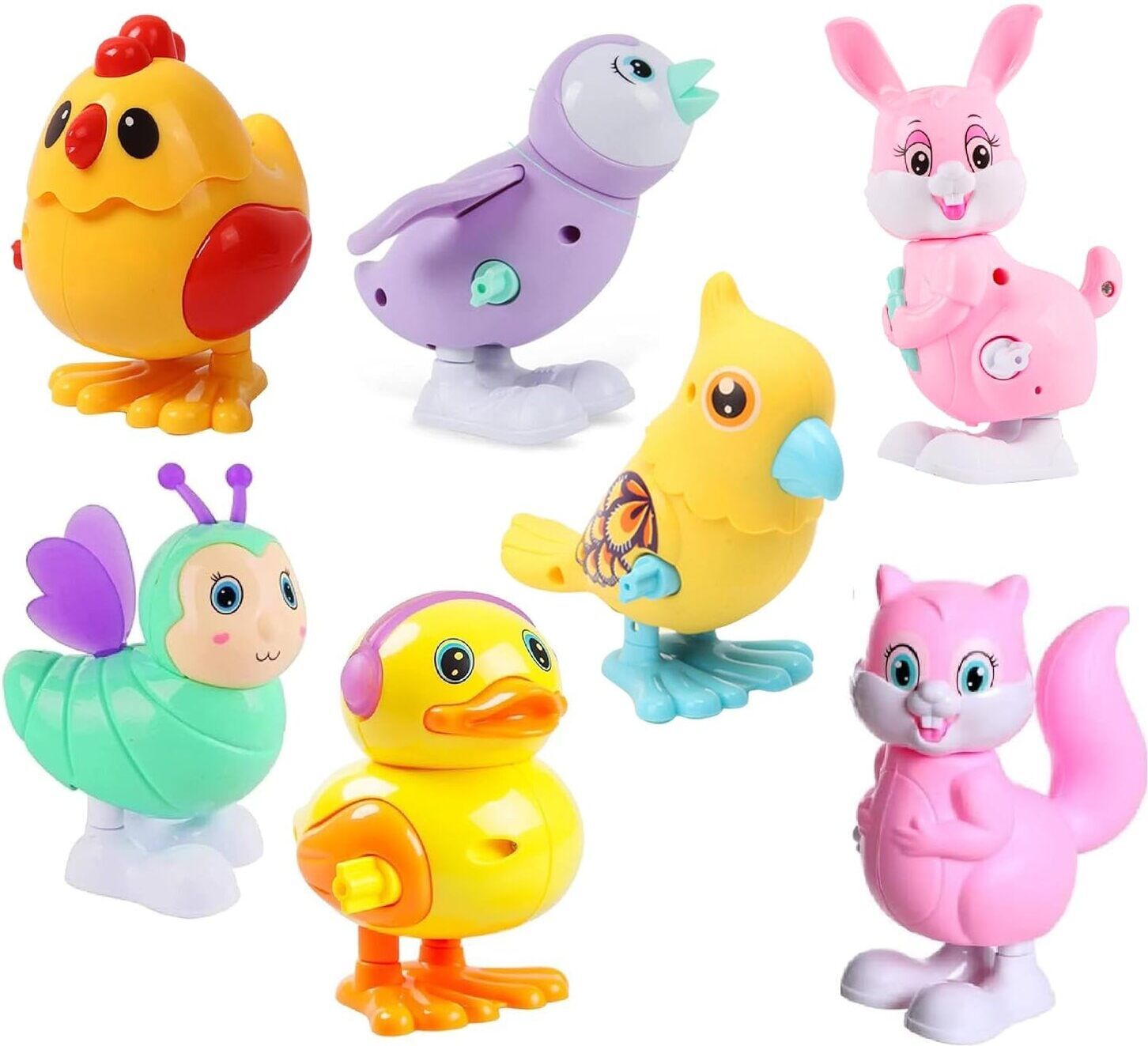 3 Pcs Cute Jumping Bird Wind Up Toys Key Operated Colorful Bird Toys for Kids