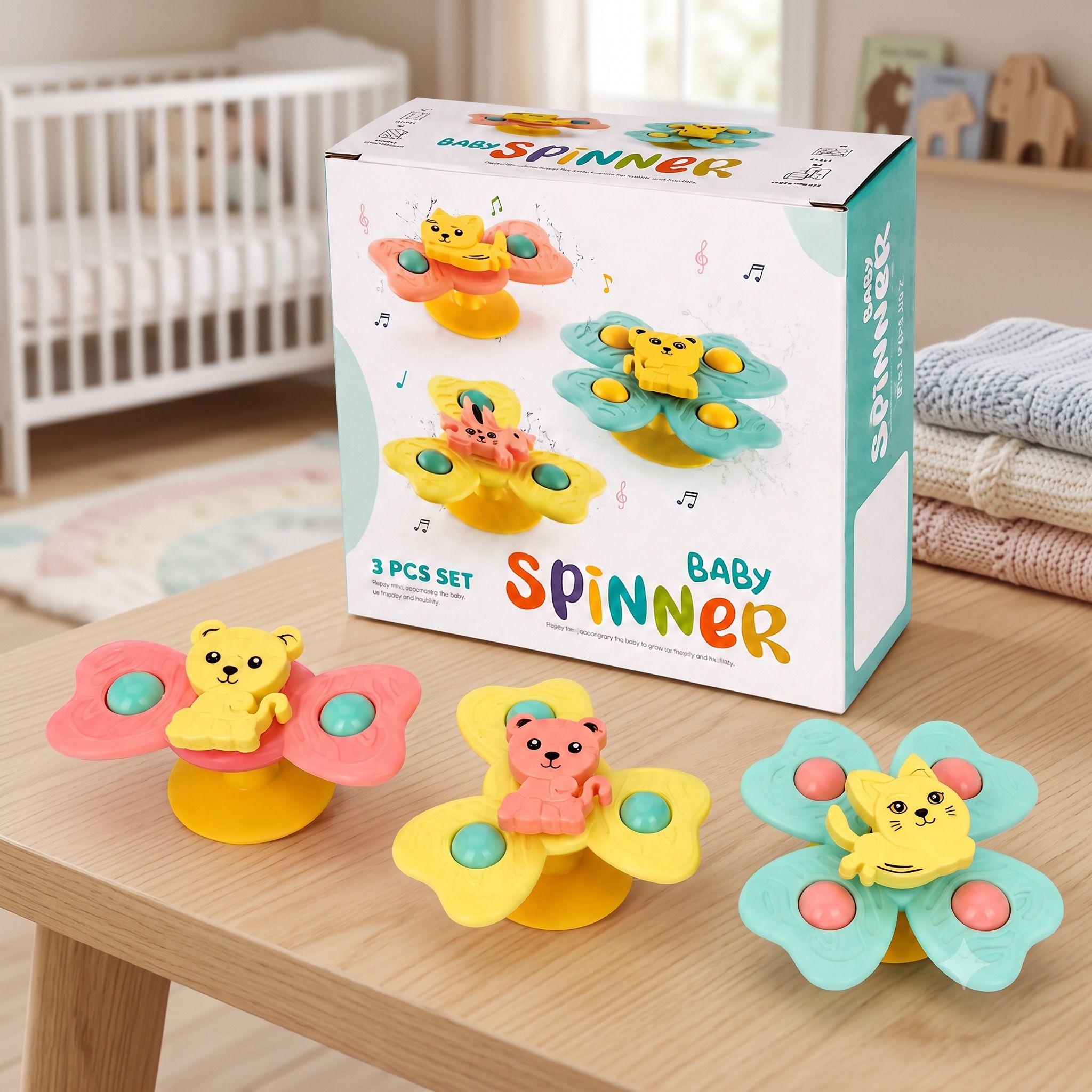 Luxury Baby Spinner Toy Set (3 PCS) | High Quality Suction Toys for Kids Rattle-image-39