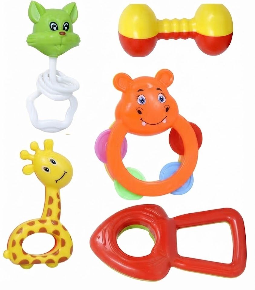 toy street Baby Rattle Toy Set Pack of 5 | Colorful Infant Hand Rattles & Teethers Rattle Rattle-picture-8