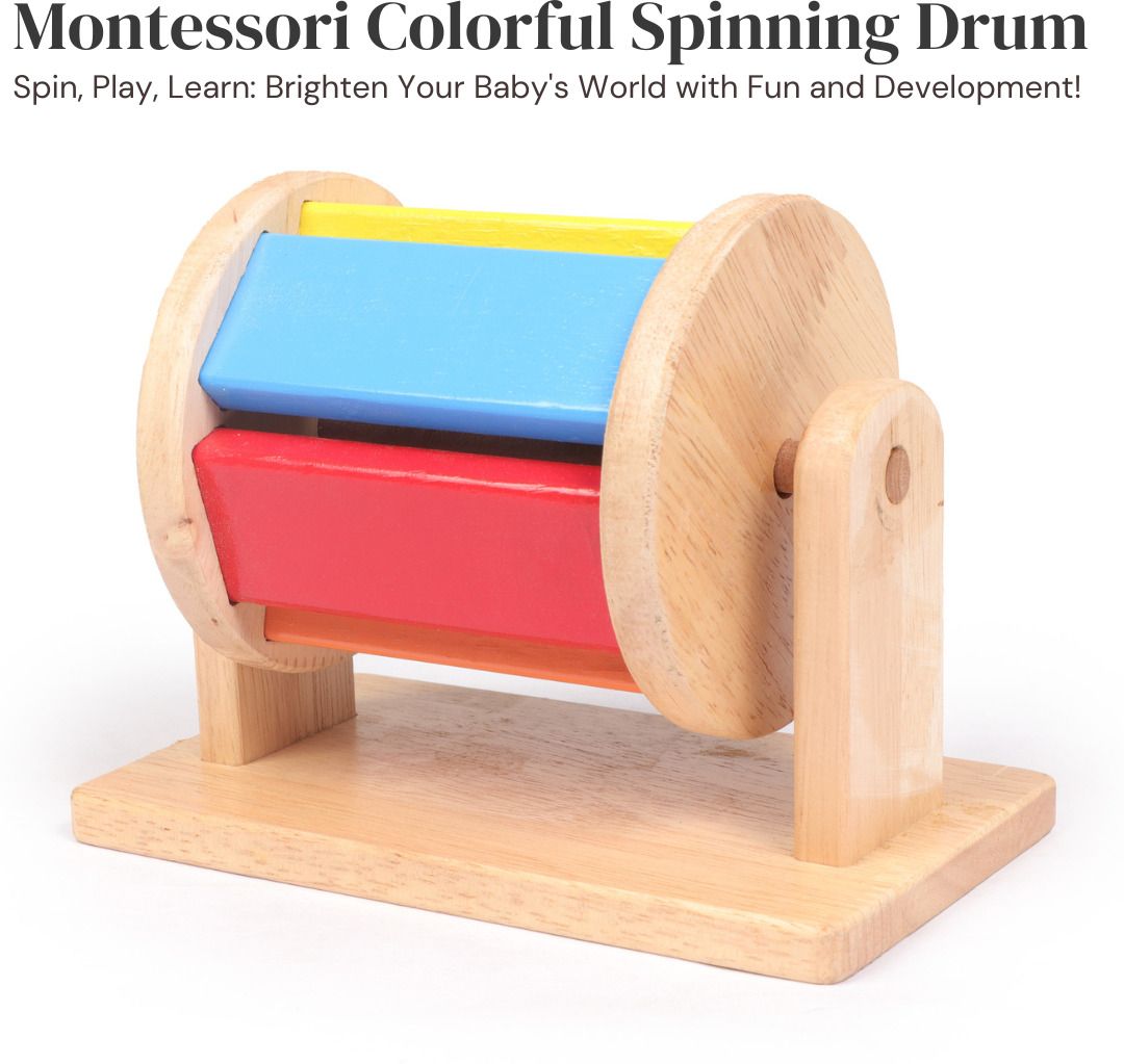 Wooden Spinning Drum Roller – Montessori Sensory Toy for Toddlers Rattle