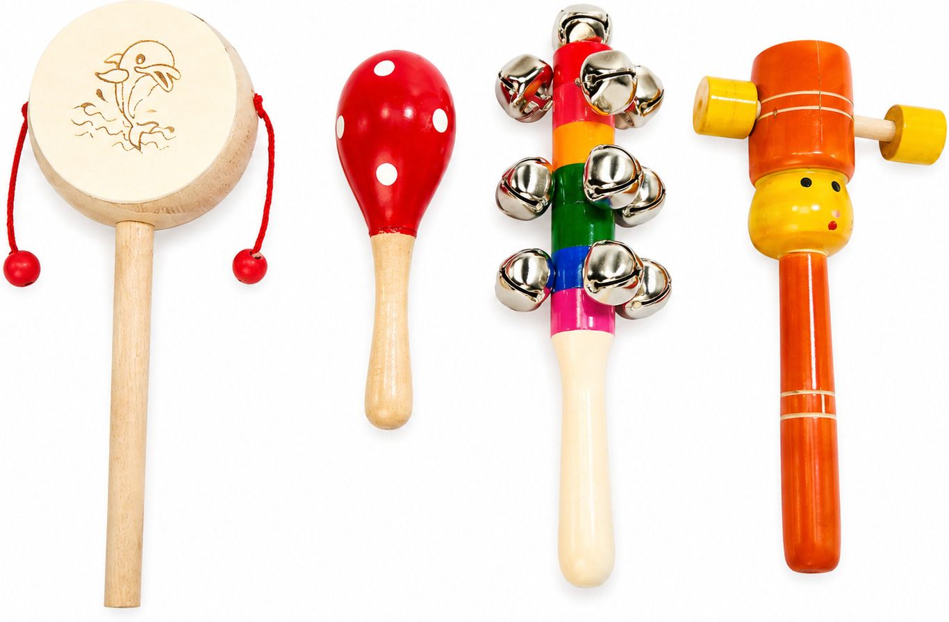4-Piece Wooden Musical Instrument Toy Rattle-image-32