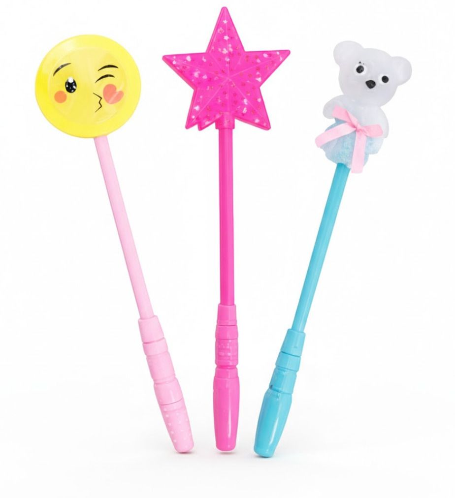 Magic LED Glow Stick Flashing Light-Up Wand Toy (Star, Bear & Smile (Pack of 3) Rattle-image-9