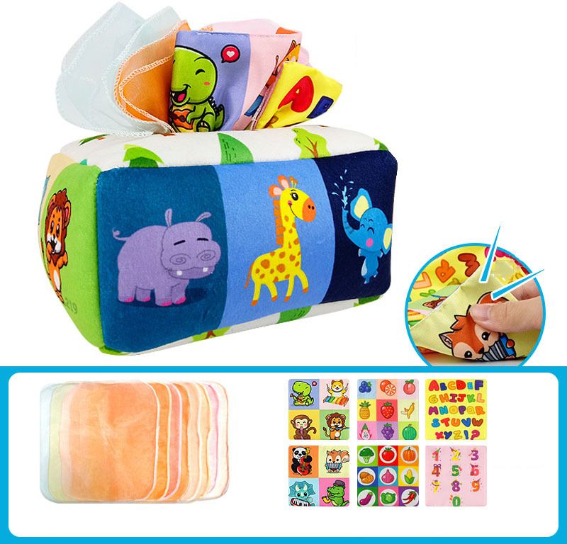 Soft Tissue Box Toy for Baby 6 to 18 Months Montessori Sensory Toy