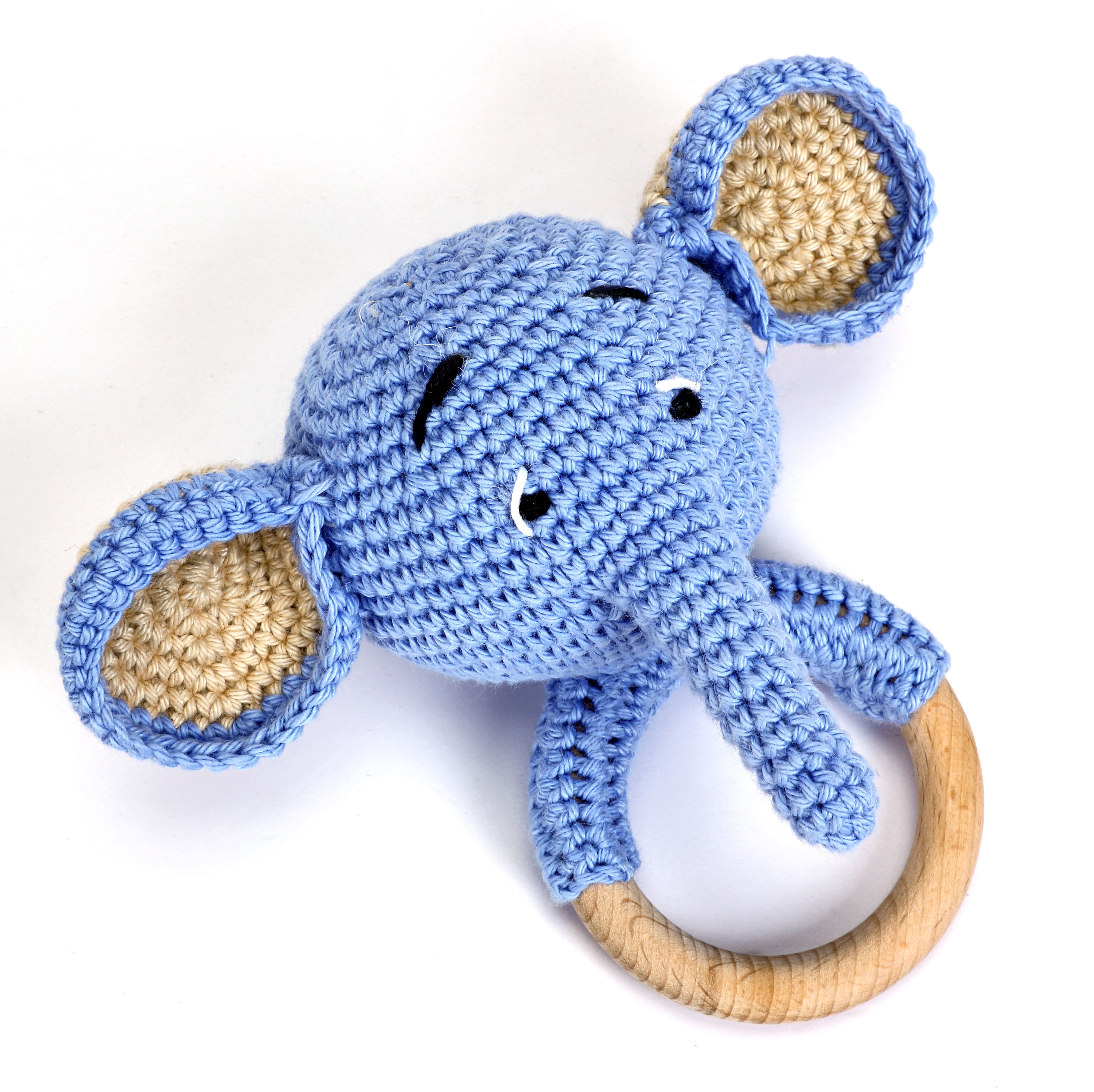 love crochet art Crochet Elephant Rattle Soft Toy for Infant, Kids & Baby, Early Age Gift Toys Rattle-picture-34