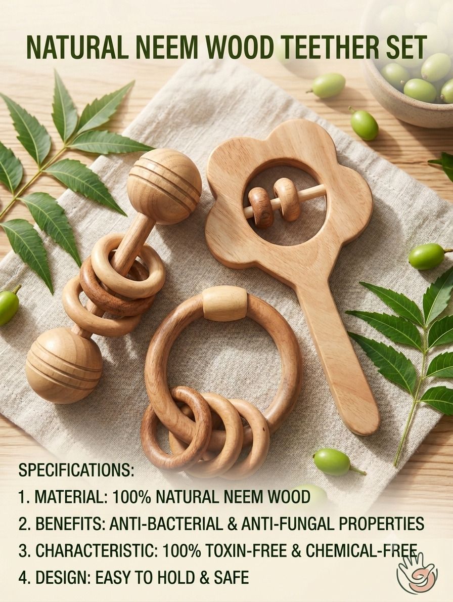 rana creation mart Wooden neem dumble rattle ring rattle and sunflower rattle Rattle-picture-26