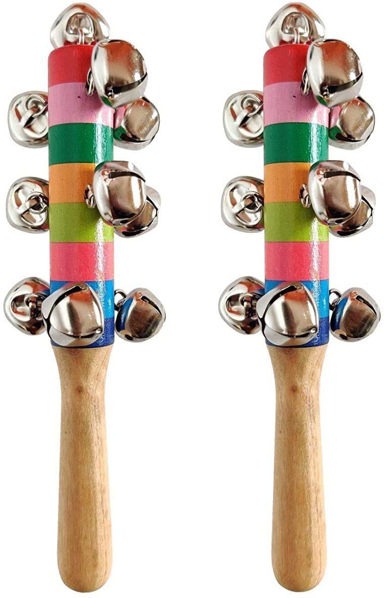 Eco-Friendly 2 Wooden baby Rattle Jinglebell suitable for babie to 2years Babies Rattle