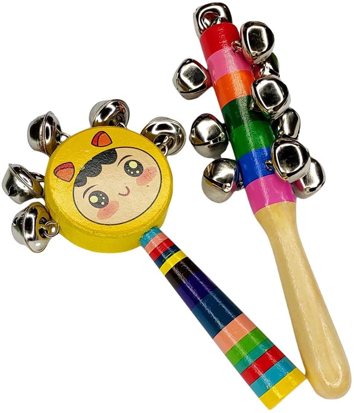 kishore collection Channapatna Wooden Rattles for Infants/Babies -10 Bell & Face Bell Set of 2 pcs Rattle-picture-13