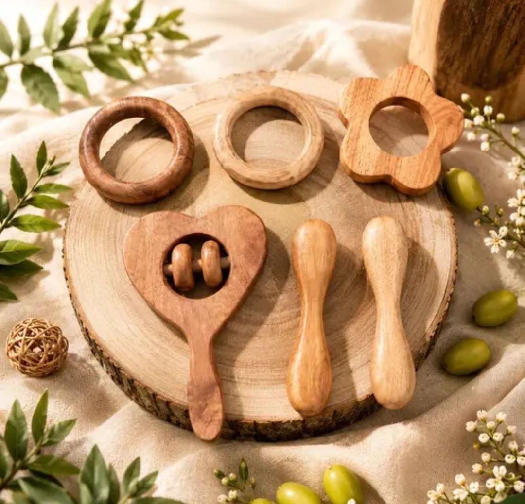 Pure neem teether rattle pack of 3 in antique design Rattle-image-15