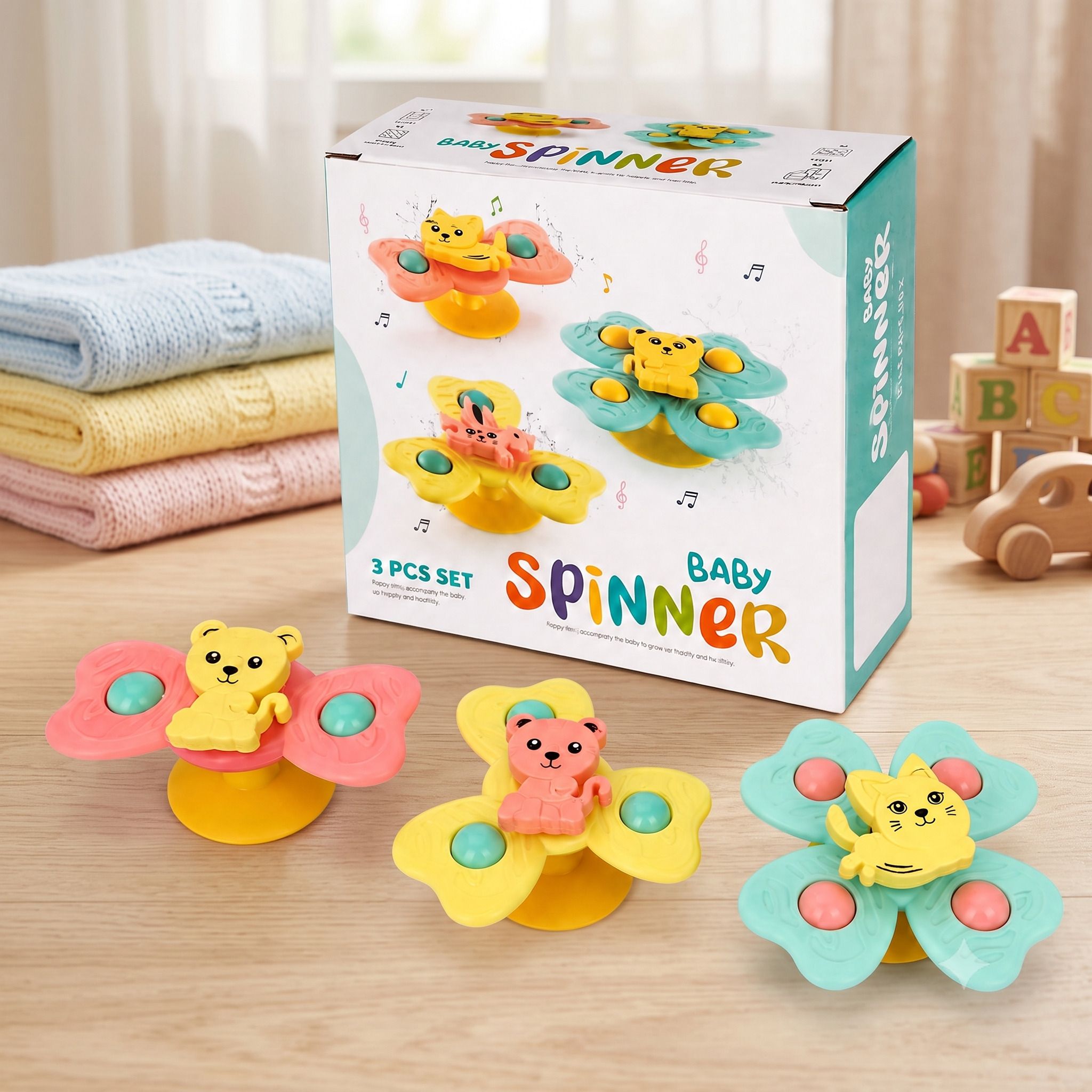 Happy Kids Spinner Toys | 3 PCS Fun Play Set Rattle-image-1