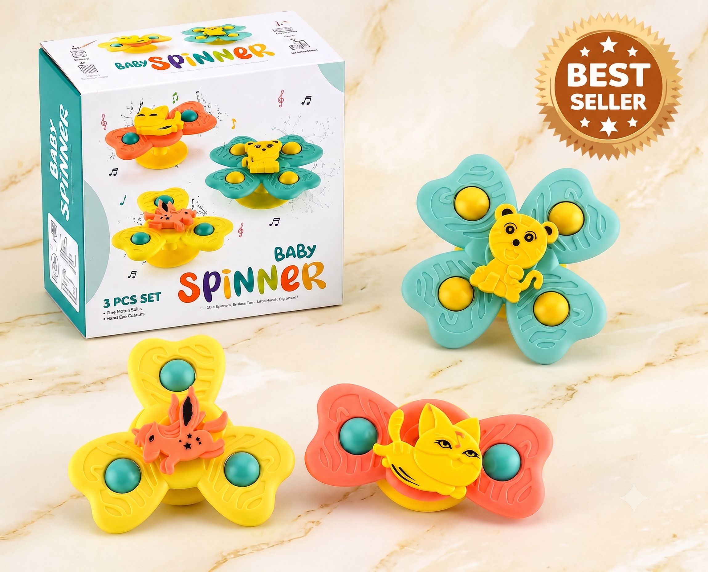 sthofy 3 Pcs Baby Spinner, Strong Suction Spinner & Full Joy toy Rattle-picture-40