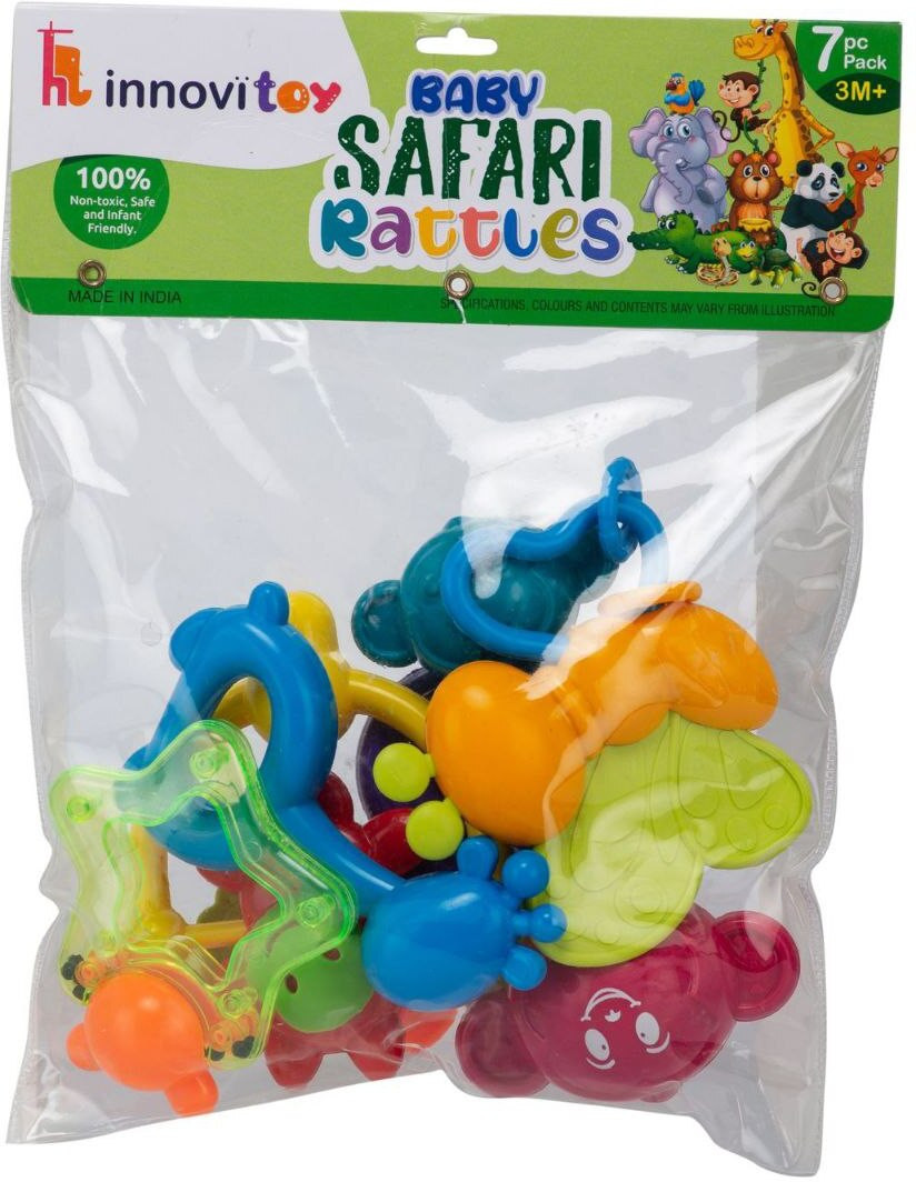dherik tradworld 7 Pcs Safari Rattle Set Toys with teether for New Born Rattle image 1