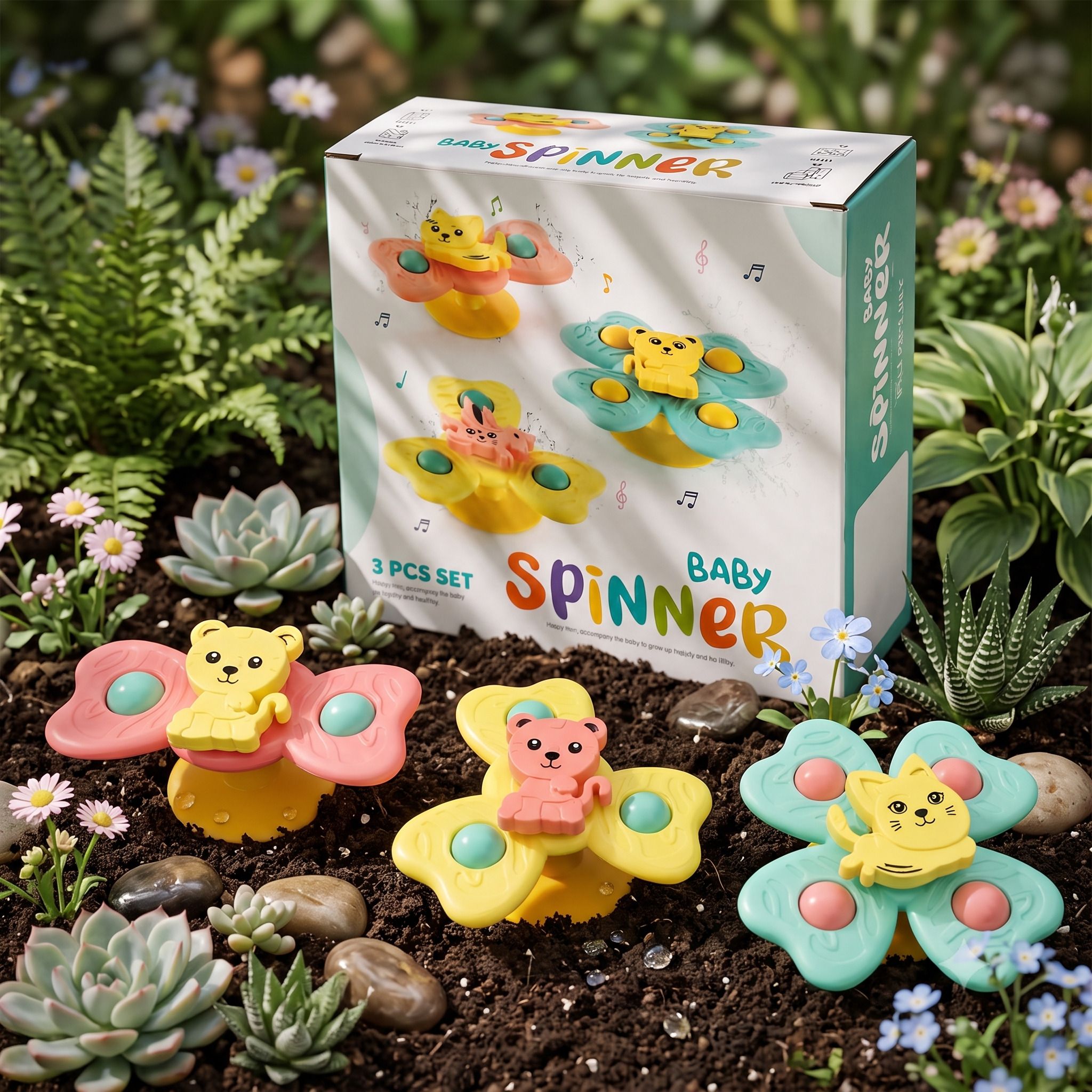 Baby Spinning Toys Set of 3 | Cute Animal Design Sensory Toys Rattle-image-32